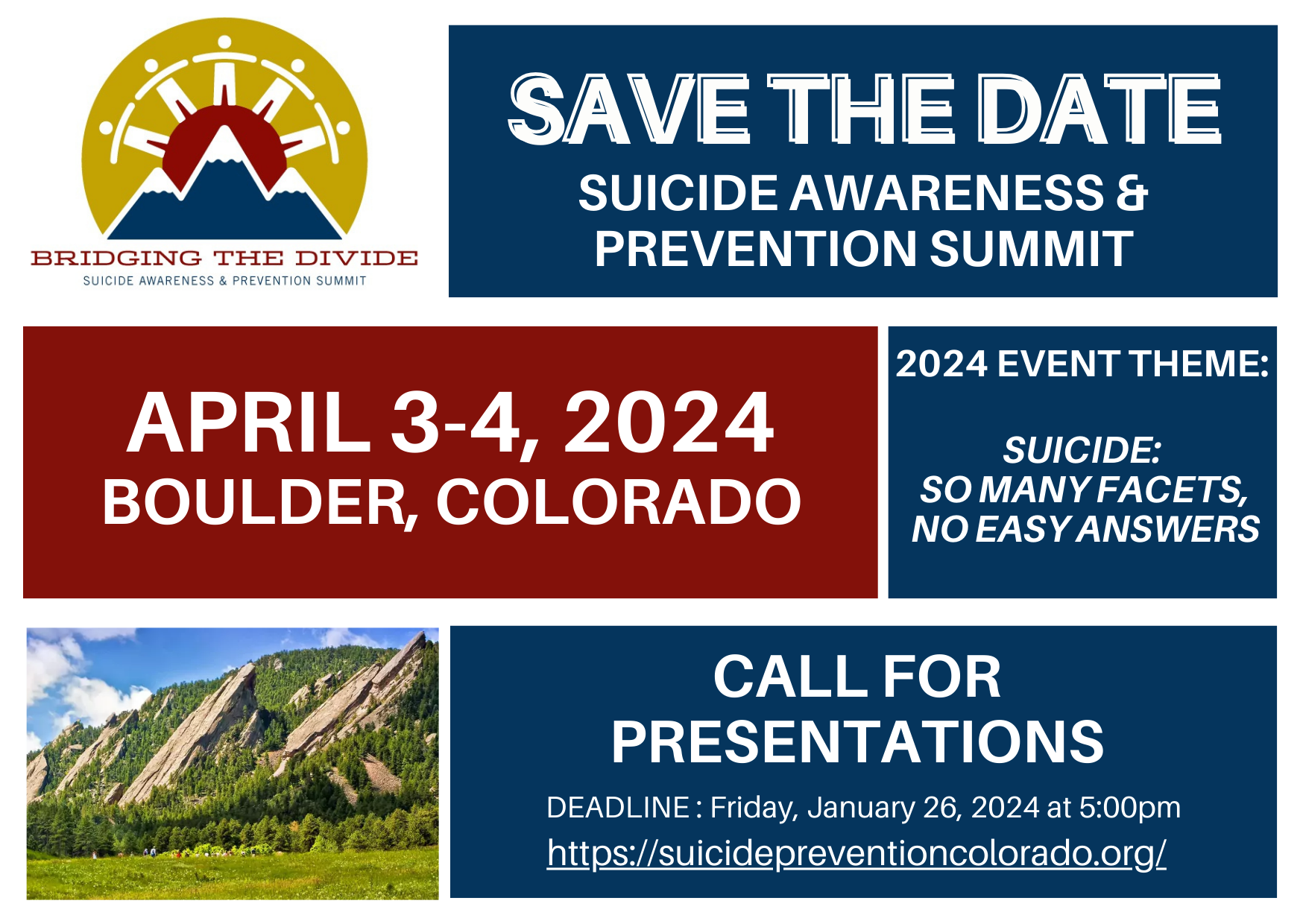 SPCC 2024 Save the Date Suicide Prevention Coalition of Colorado